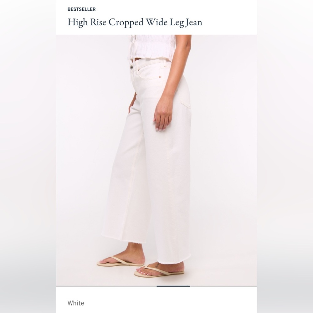 Abercrombie white high rise cropped wide leg size 30 long